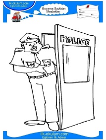Çocuklar İçin Polis Boyama Sayfaları 
